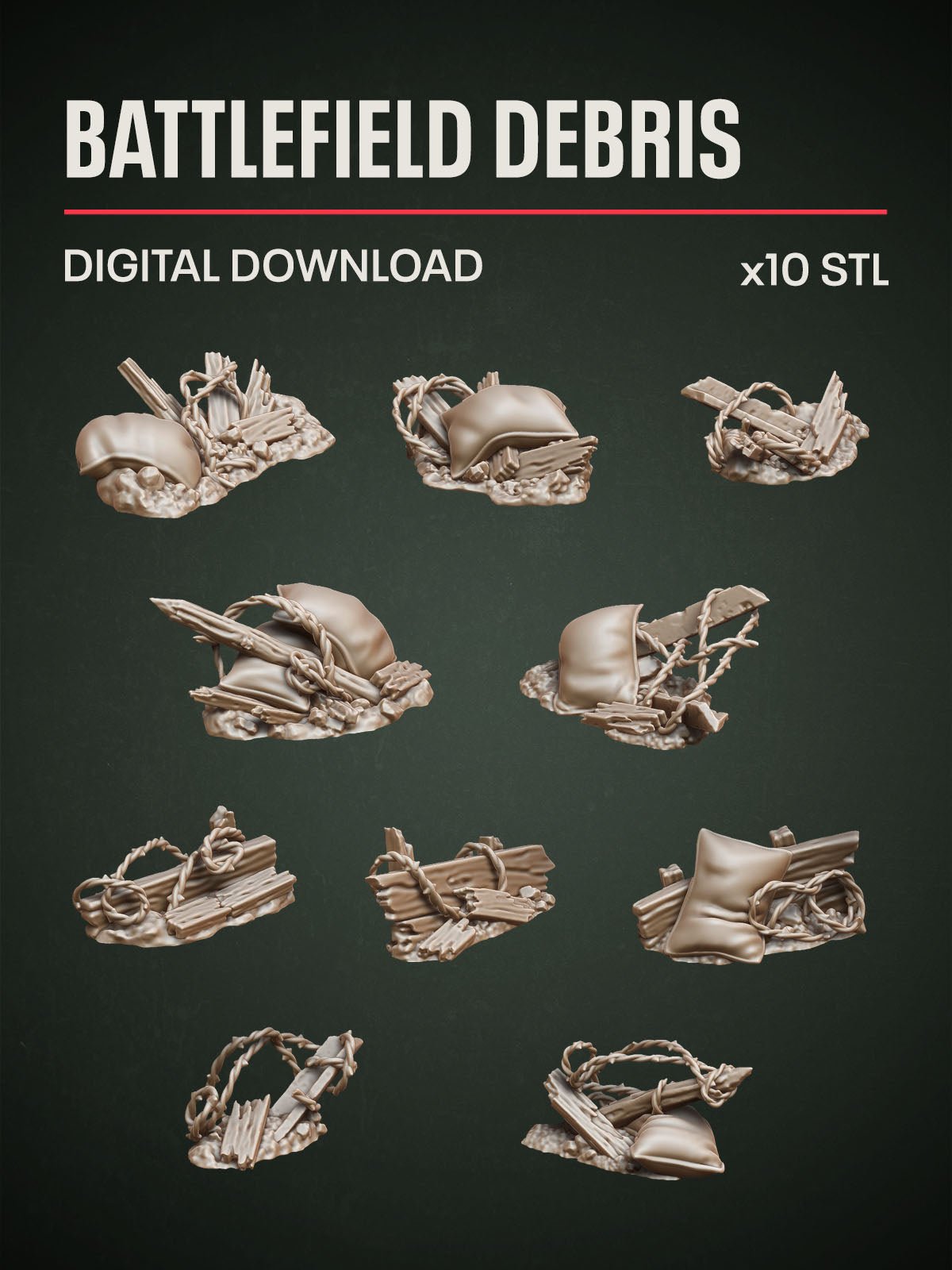 Digital Download - Battlefield Debris STL - Epic Basing