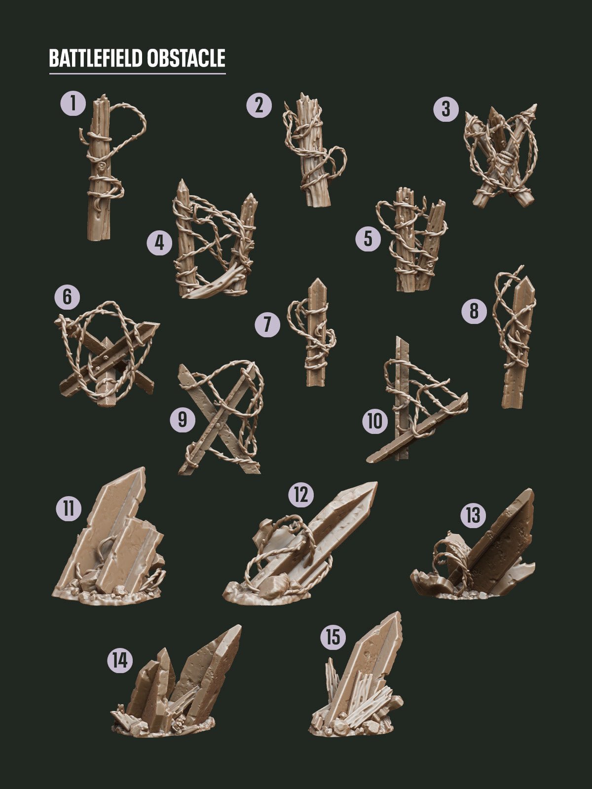 Digital Download - Battlefield Obstacles STL - Epic Basing