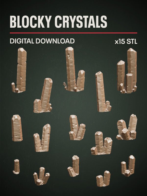 Digital Download - Blocky Crystals STL - Epic Basing