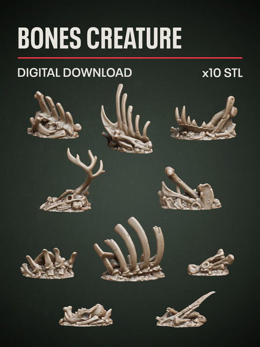 Digital Download - Bones Creature STL - Epic Basing