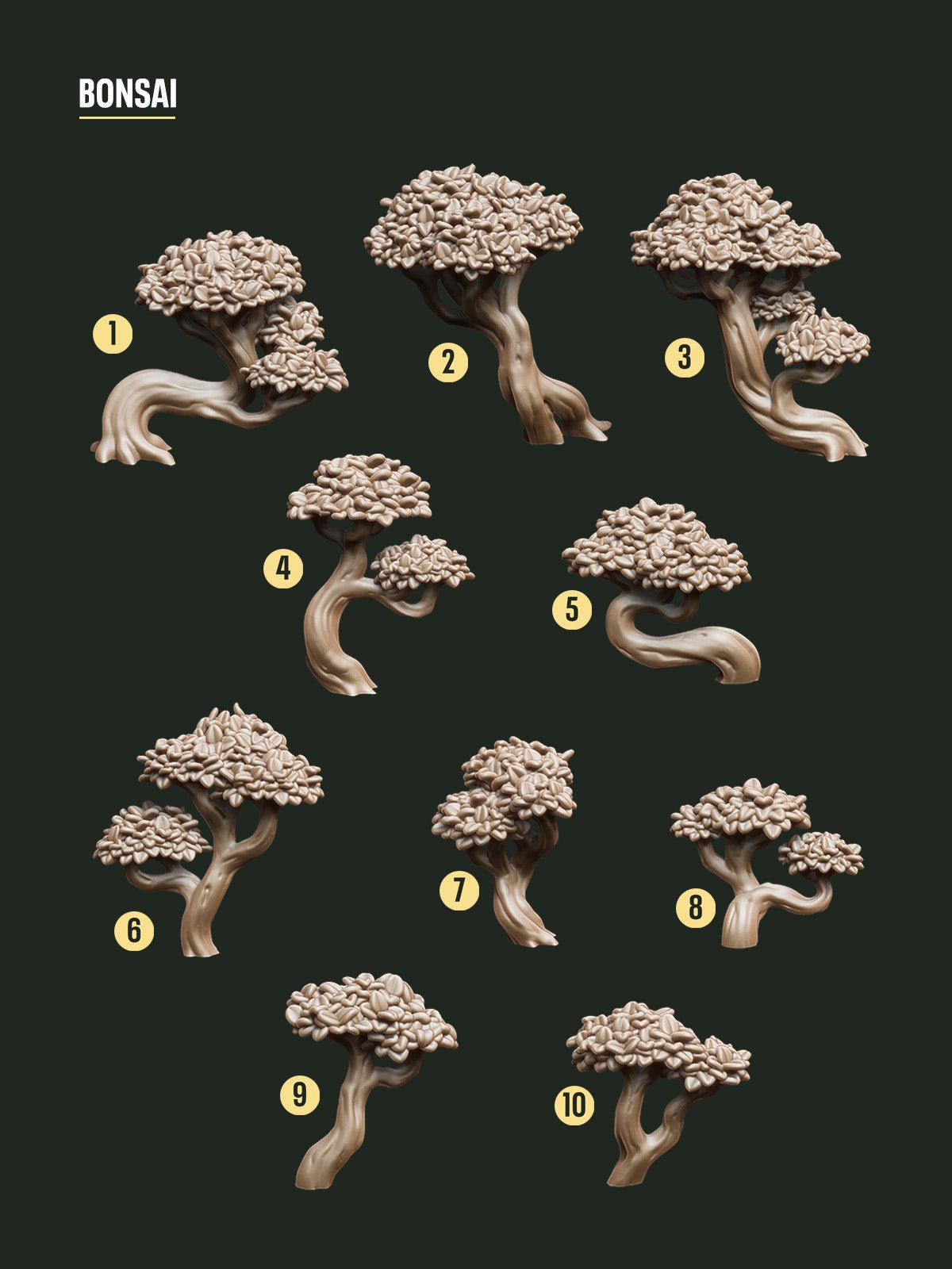 Digital Download - Bonsai Trees STL - Epic Basing