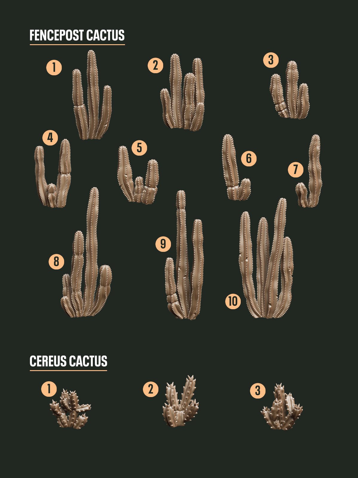 Digital Download - Cactus Fencepost STL - Epic Basing
