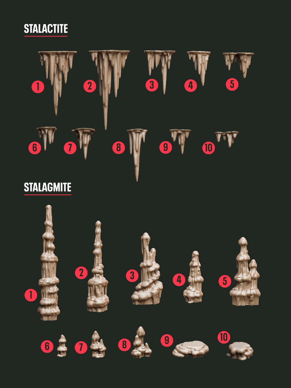 Digital Download - Cave Stalagmites STL - Epic Basing