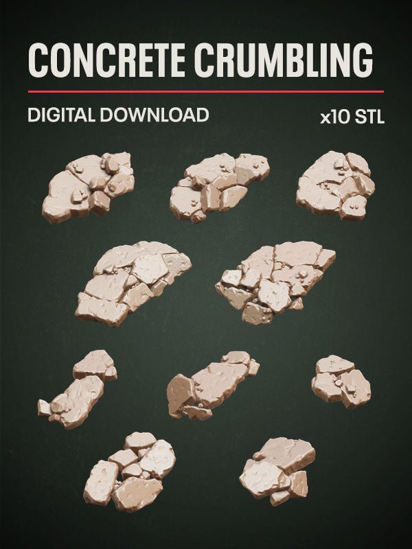 Digital Download - Concrete Crumbling STL - Epic Basing