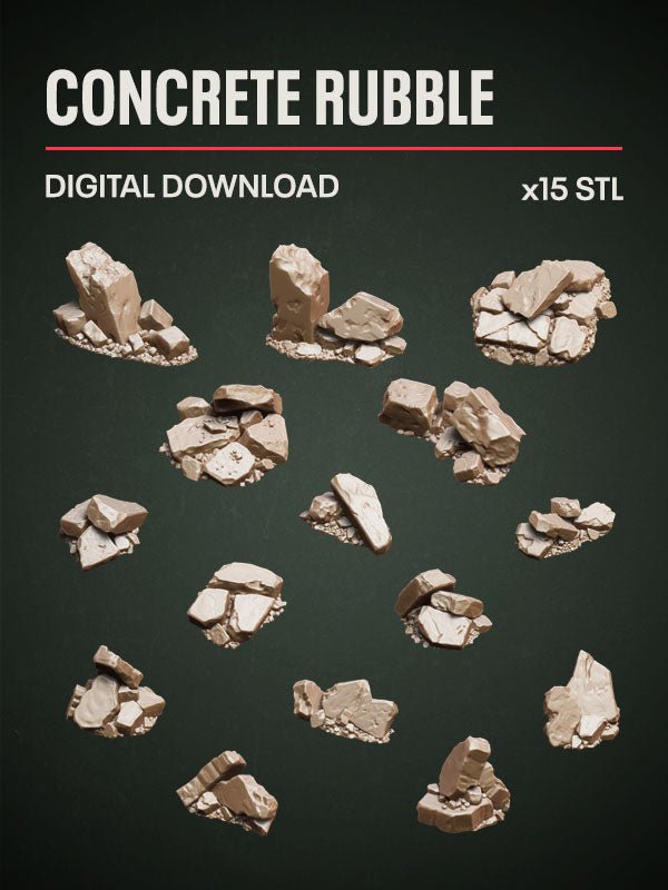 Digital Download - Concrete Rubble STL - Epic Basing