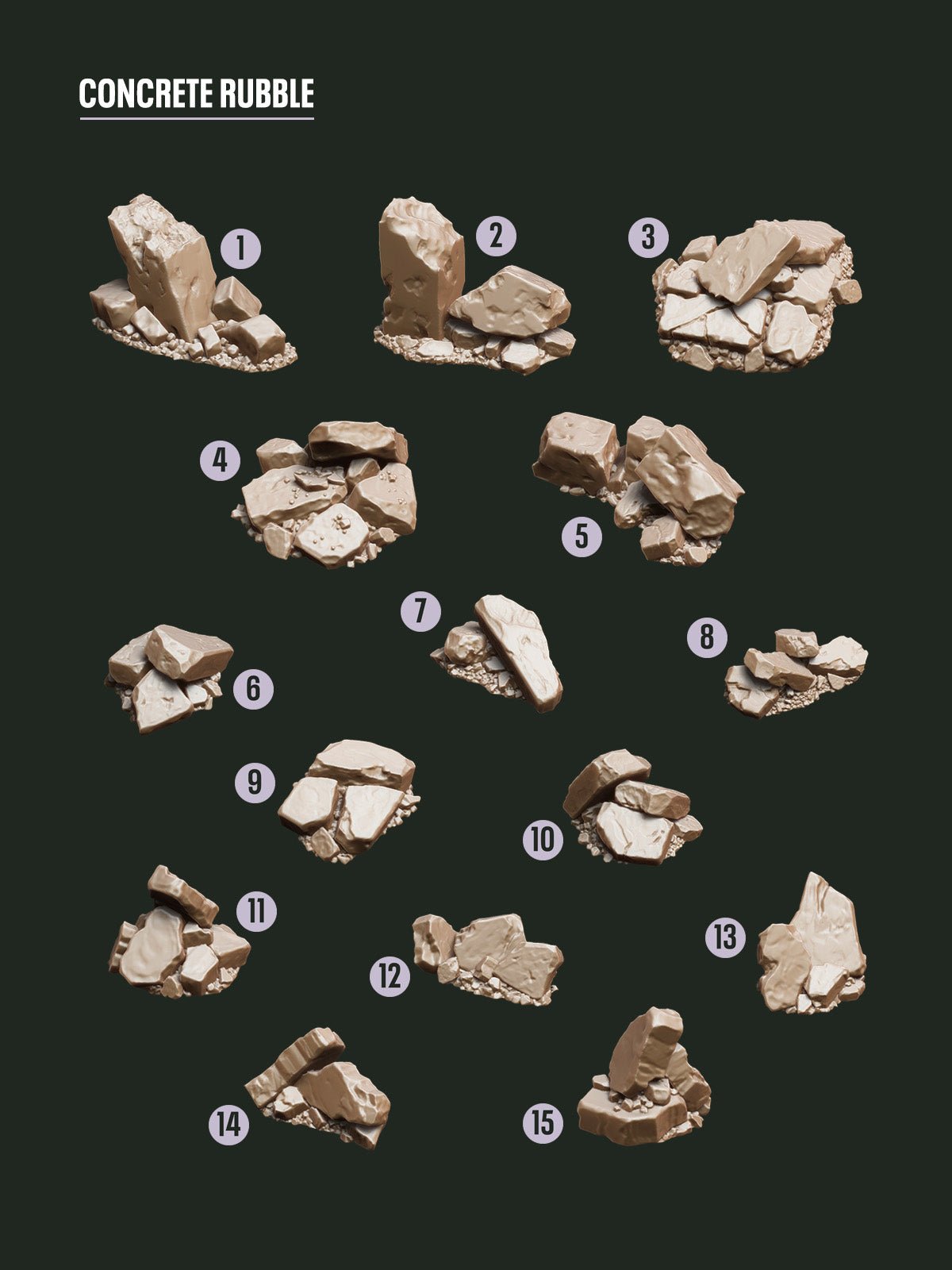 Digital Download - Concrete Rubble STL - Epic Basing