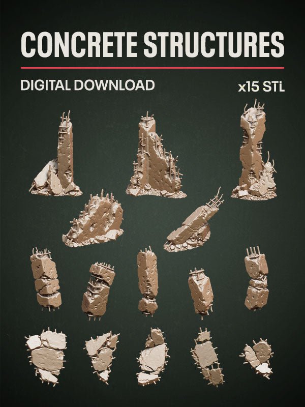 Digital Download - Concrete Structures STL - Epic Basing