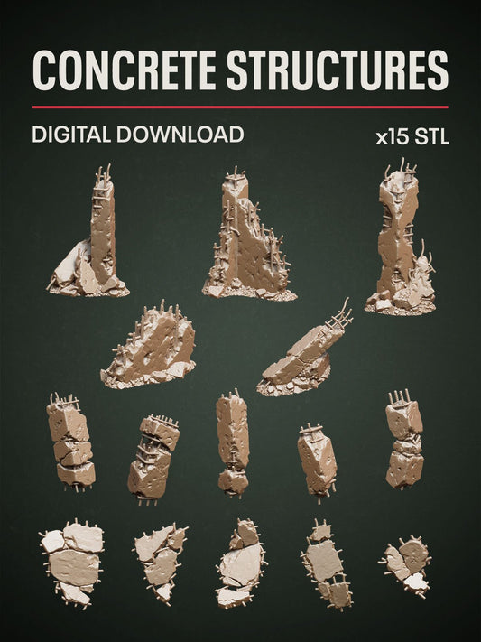 Digital Download - Concrete Structures STL - Epic Basing