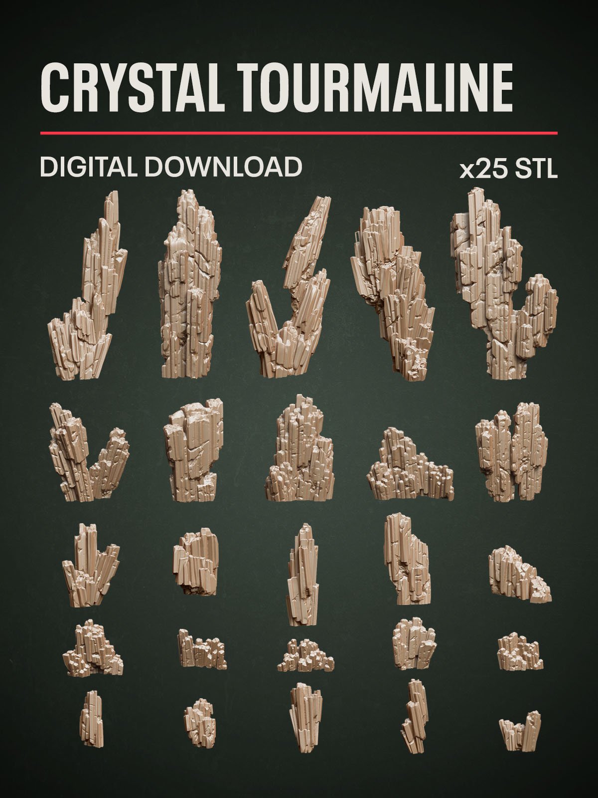 Digital Download - Crystal Tourmaline STL - Epic Basing