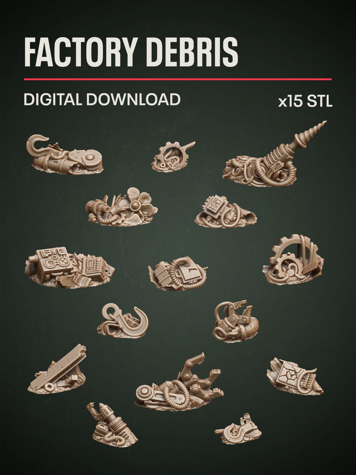 Digital Download - Factory Debris STL - Epic Basing