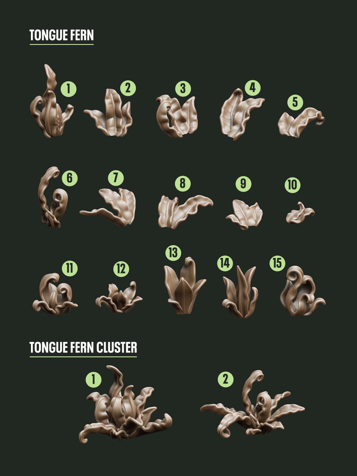 Digital Download - Ferns Tongue STL - Epic Basing