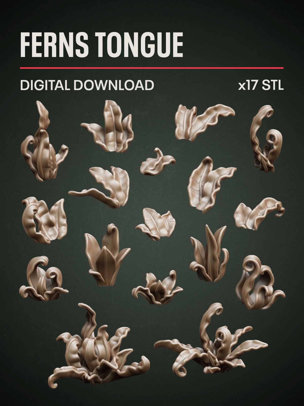 Digital Download - Ferns Tongue STL - Epic Basing