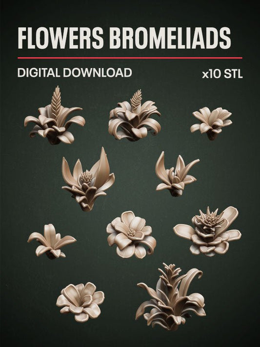 Digital Download - Flowers Bromeliads STL - Epic Basing