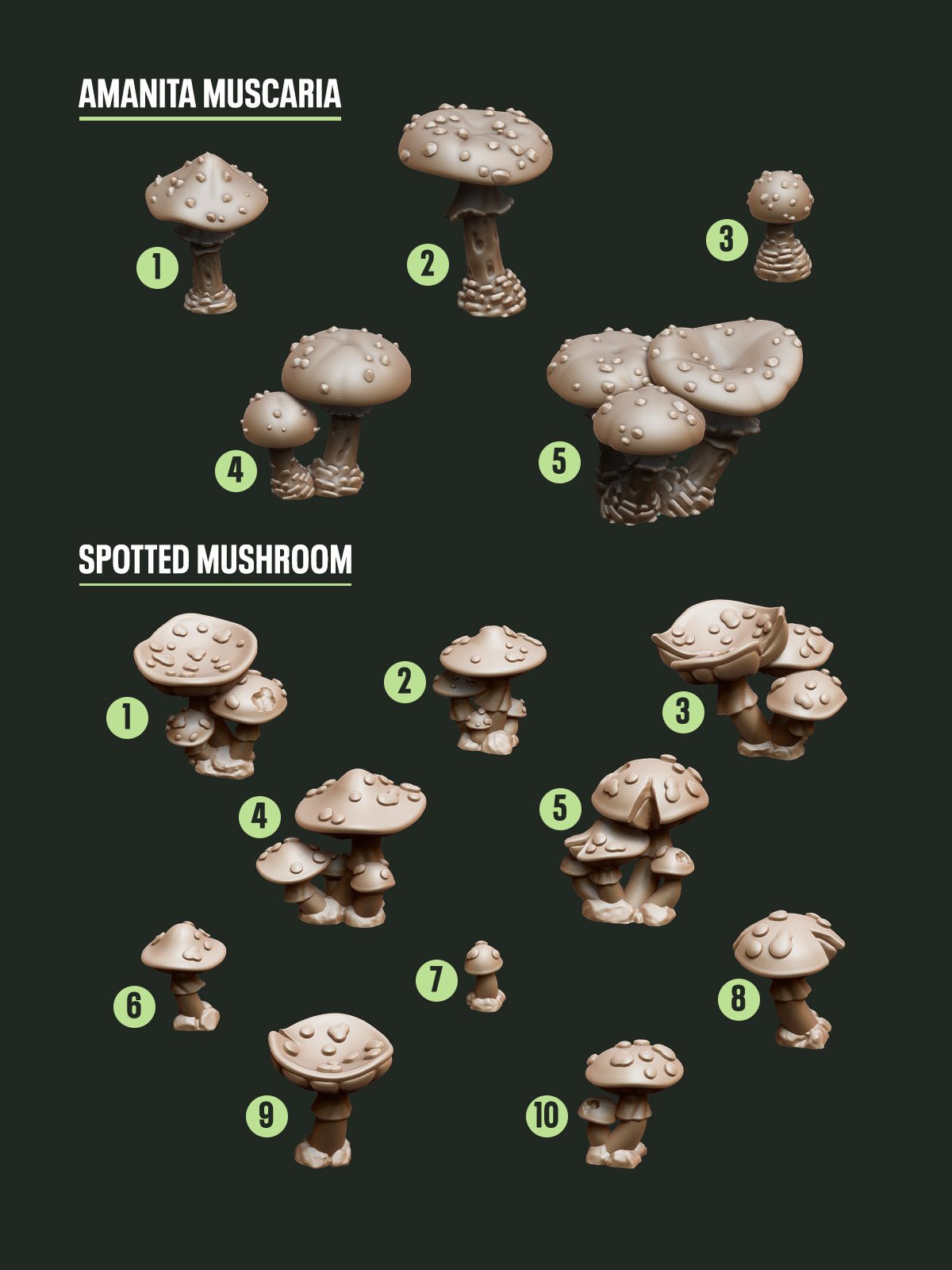 Digital Download - Fungus Spotted STL - Epic Basing