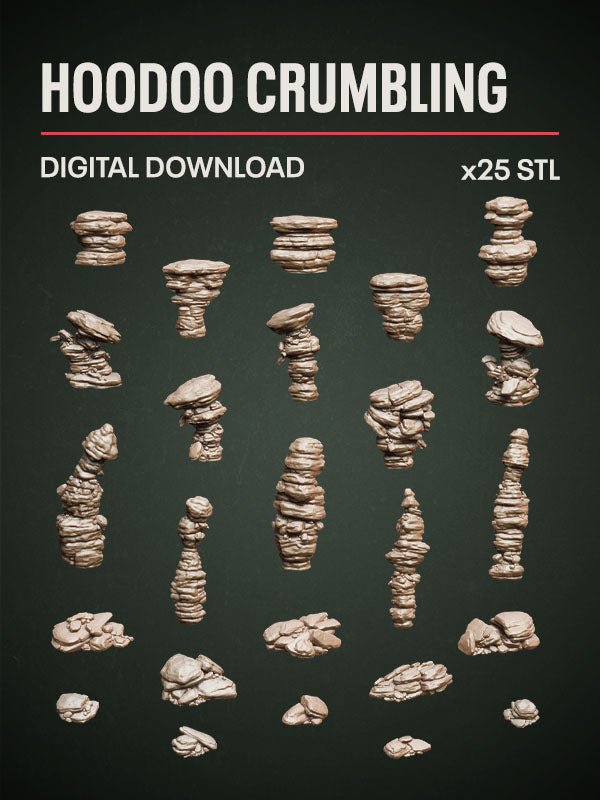 Digital Download - Hoodoo Crumbling STL - Epic Basing