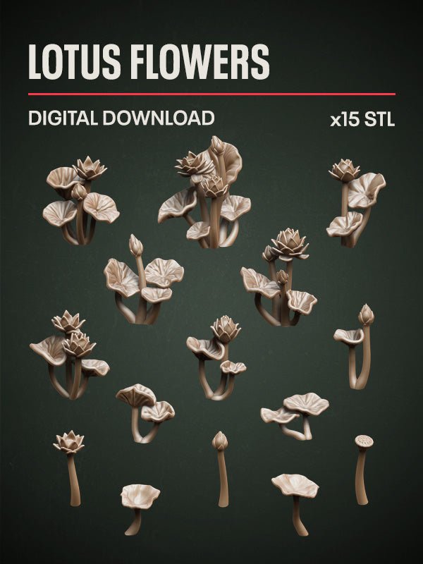 Digital Download - Lotus Flowers STL - Epic Basing