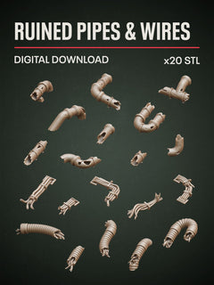 Digital Download - Ruined Pipes & Wires STL - Epic Basing