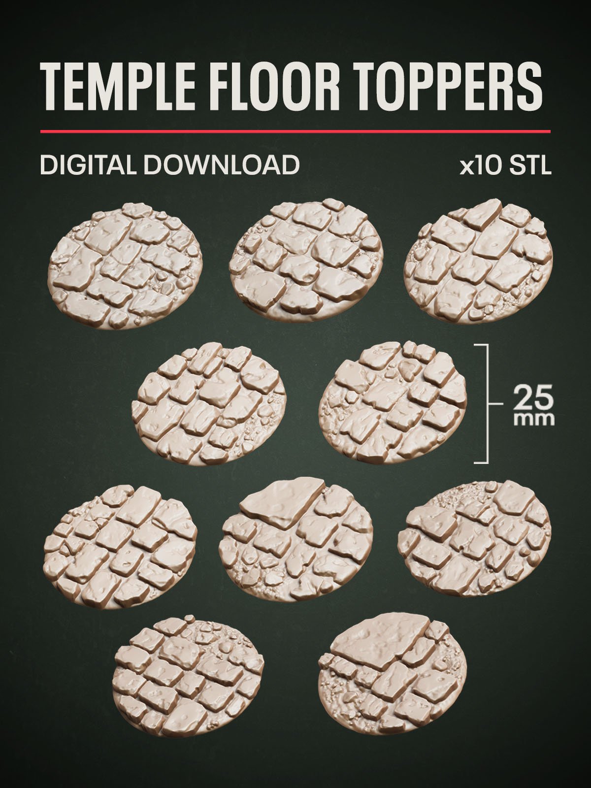 Digital Download - Temple Floor Toppers STL - Epic Basing