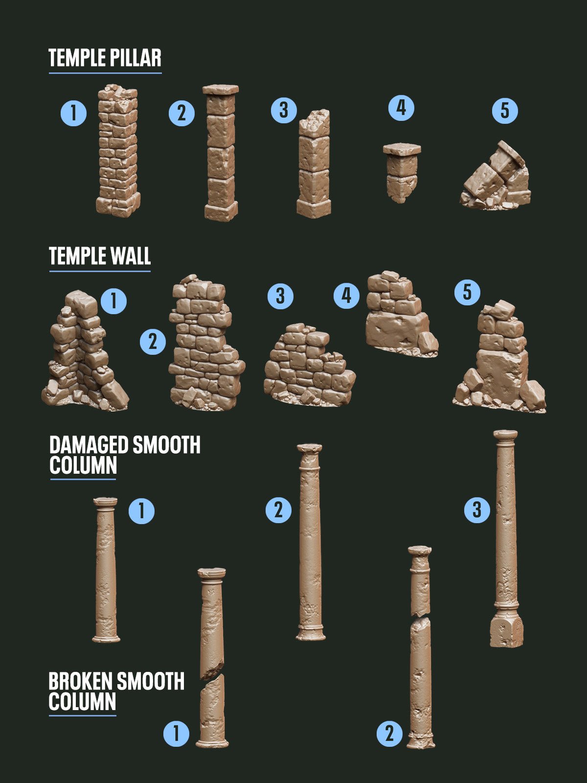 Digital Download - Temple Structures STL - Epic Basing