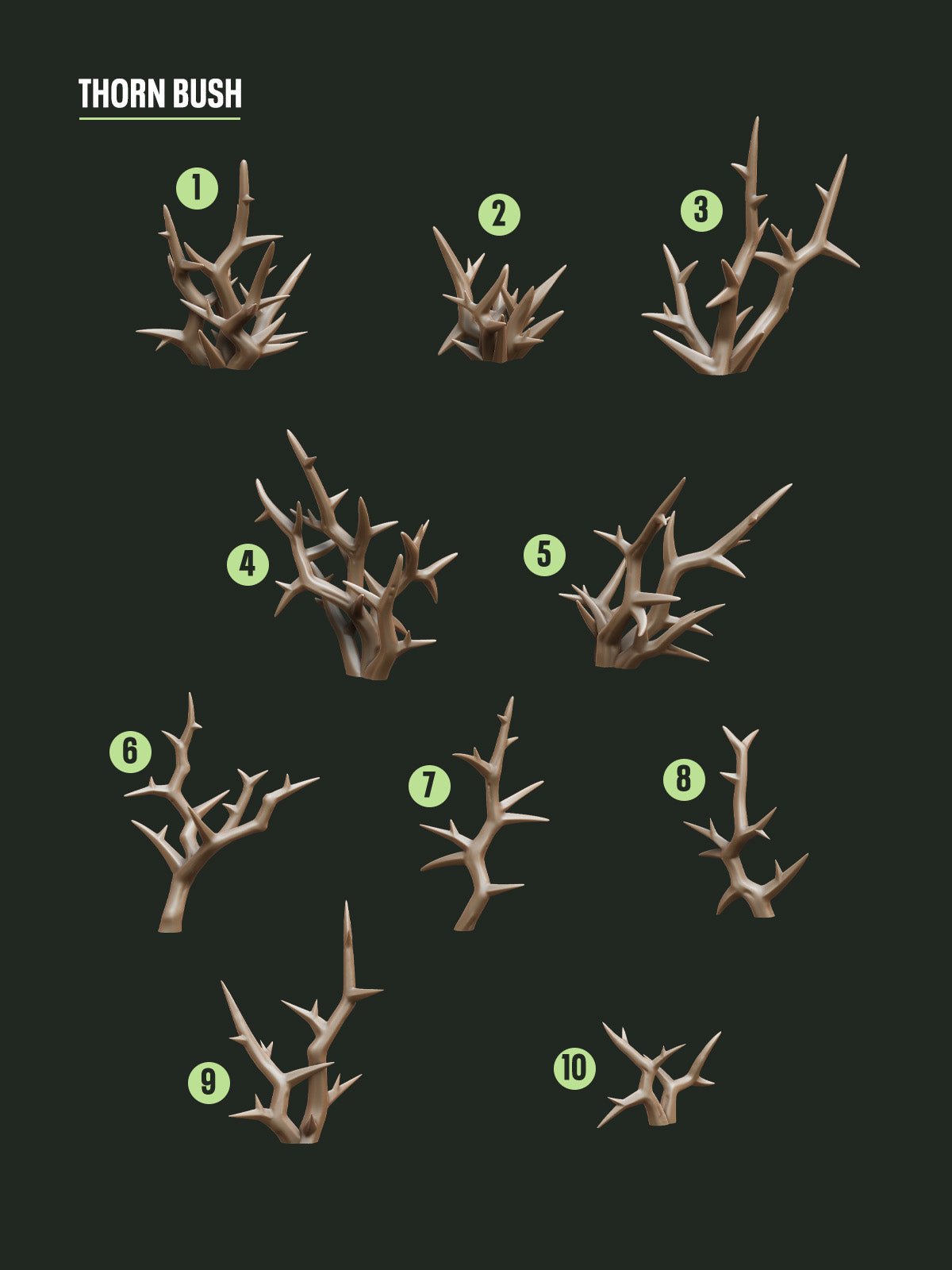 Digital Download - Thorn Bushes STL - Epic Basing