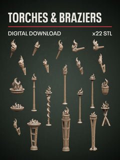 Digital Download - Torches & Braziers STL - Epic Basing