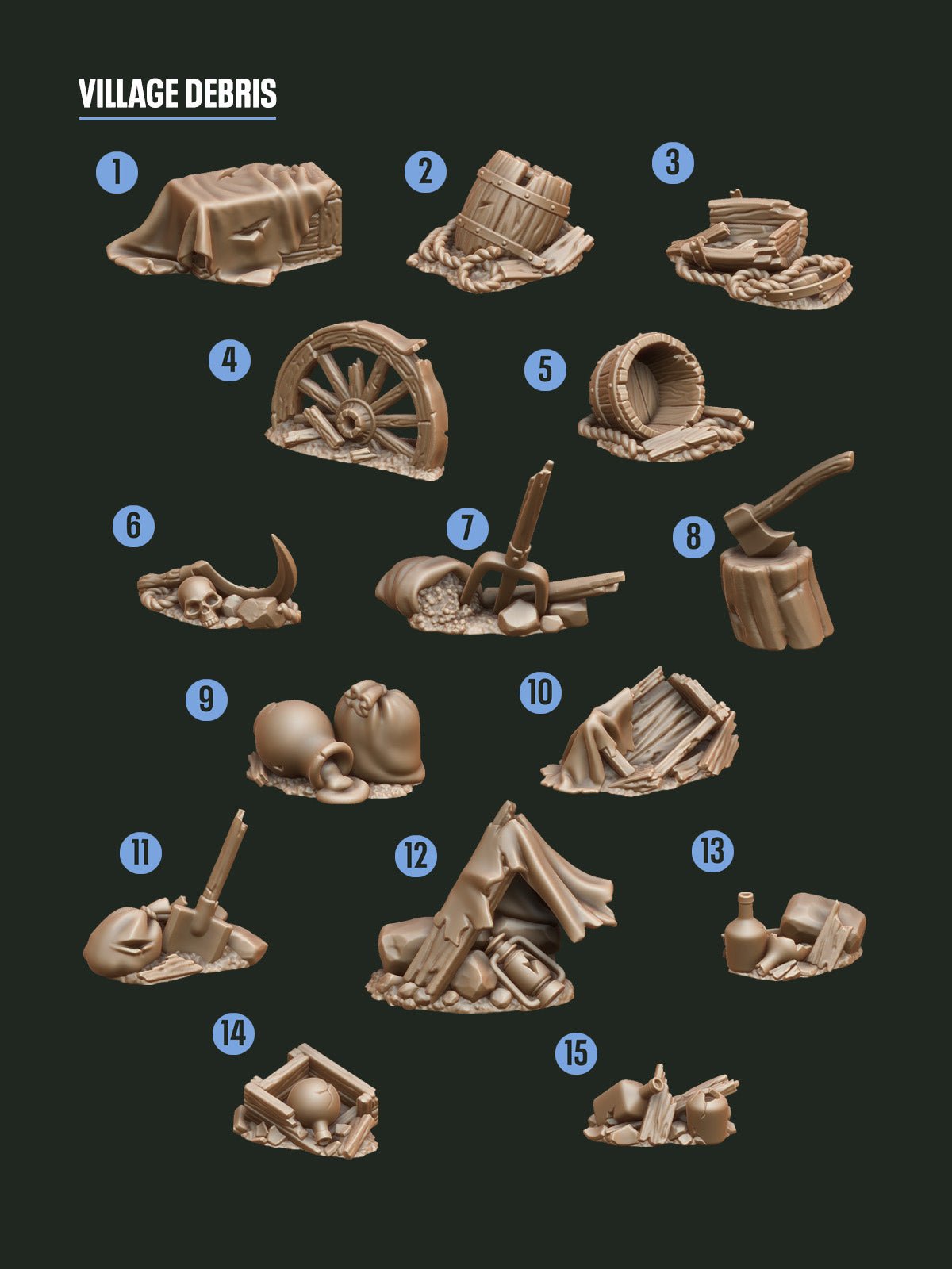 Digital Download - Village Debris STL - Epic Basing