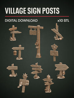 Digital Download - Village Sign Posts STL - Epic Basing