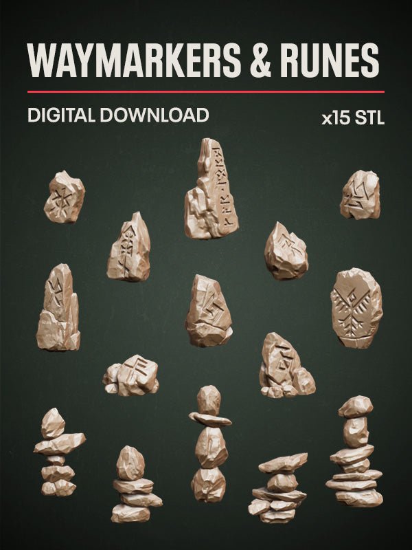 Digital Download - Waymarkers & Runes STL - Epic Basing