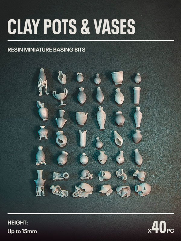 40x Resin Models - Clay Pots & Vases - Epic Basing