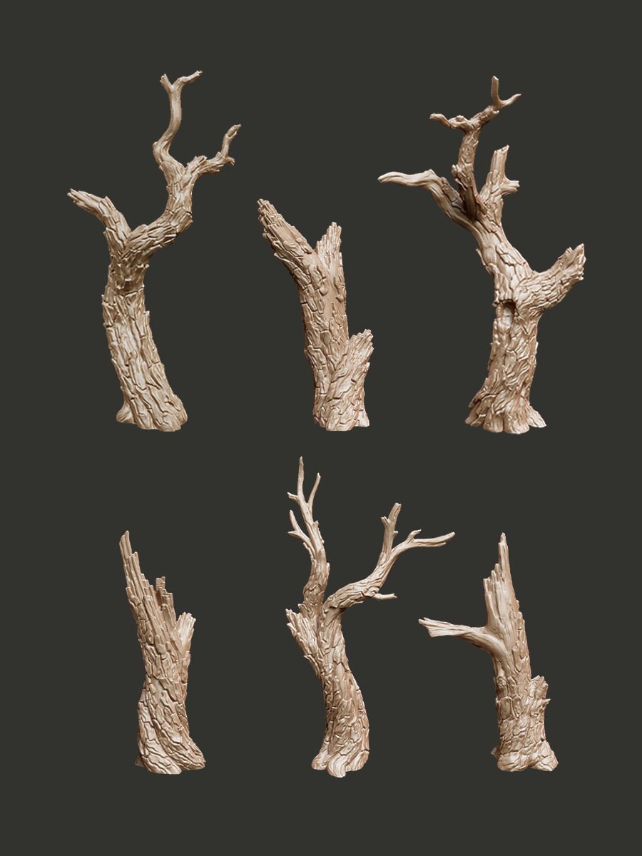 Bark Trees - Digital STL Pack - Epic Basing