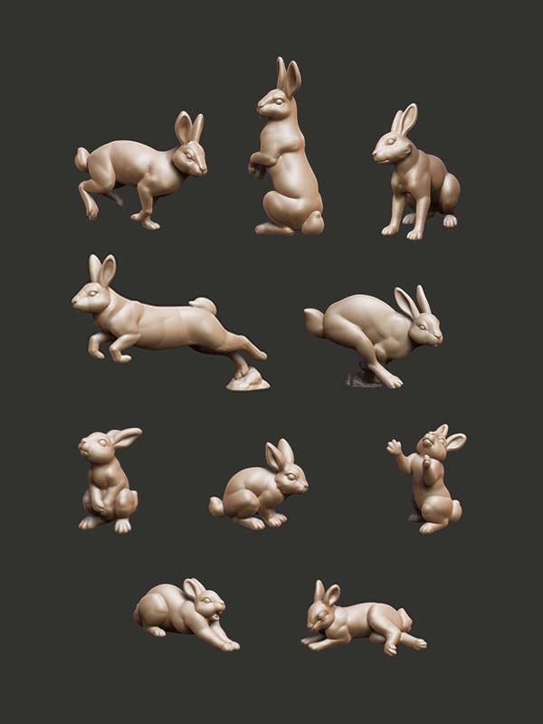 Cottontail Rabbits - Digital STL Pack - Epic Basing
