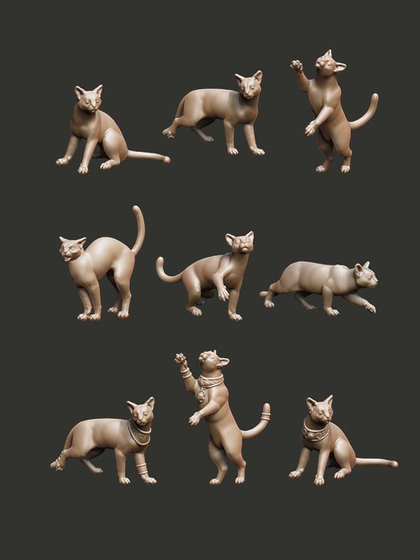 Egyptian Mau Cats - Digital STL Pack - Epic Basing