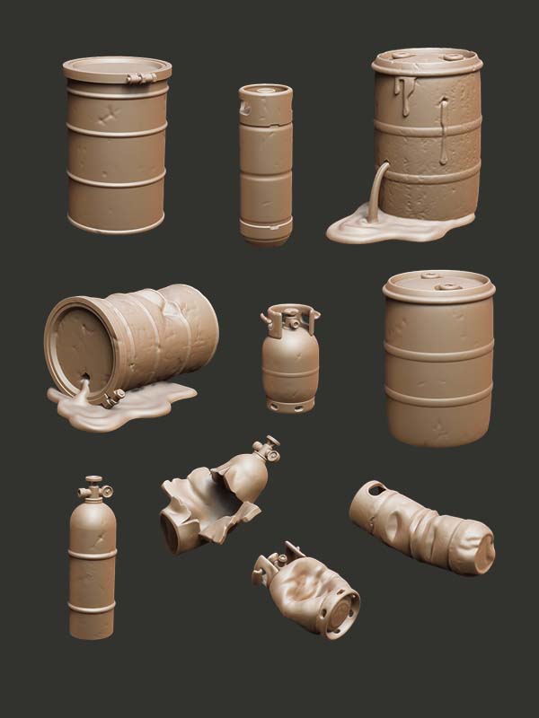 Industrial Drums & Canisters - Digital STL Pack - Epic Basing
